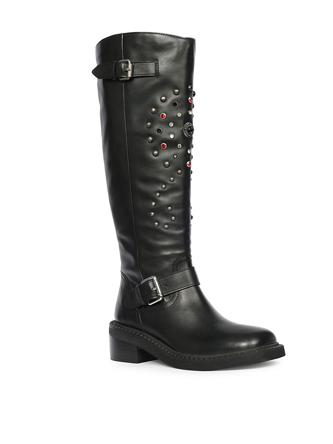 Saint G Women Leather Block-Heeled Long Boots-image-35