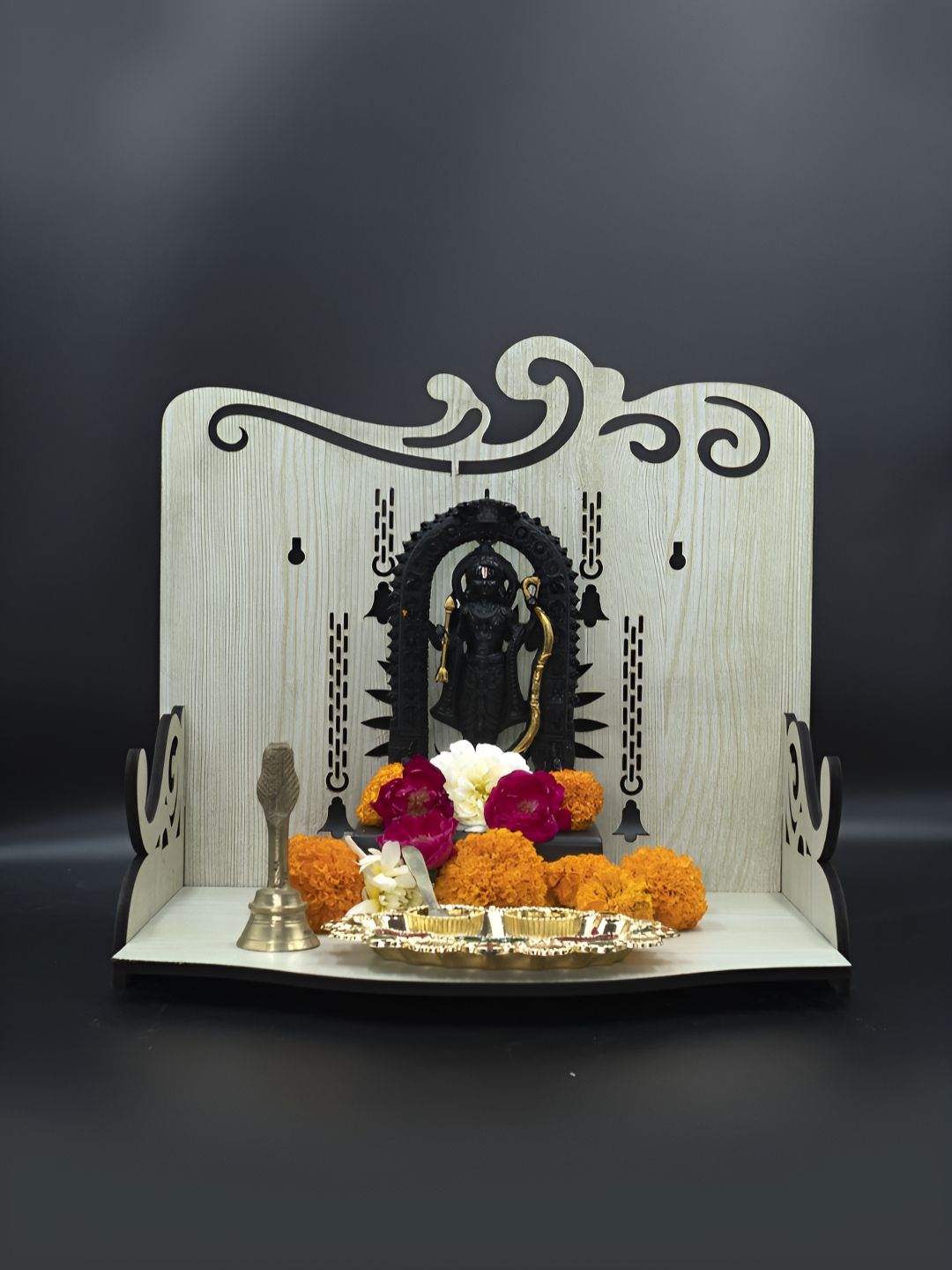 OLIVE TREE Grey Textured Wooden Home Temple-image-37