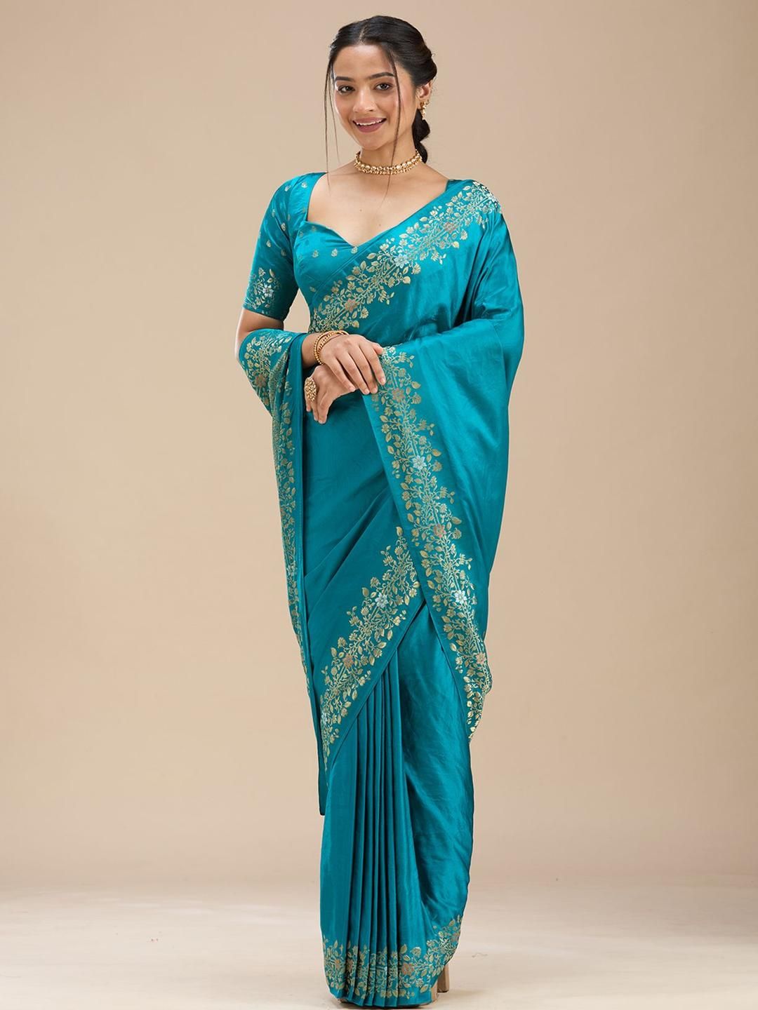 Koskii Woven Design Border Zari Banarasi Silk Saree-image-4