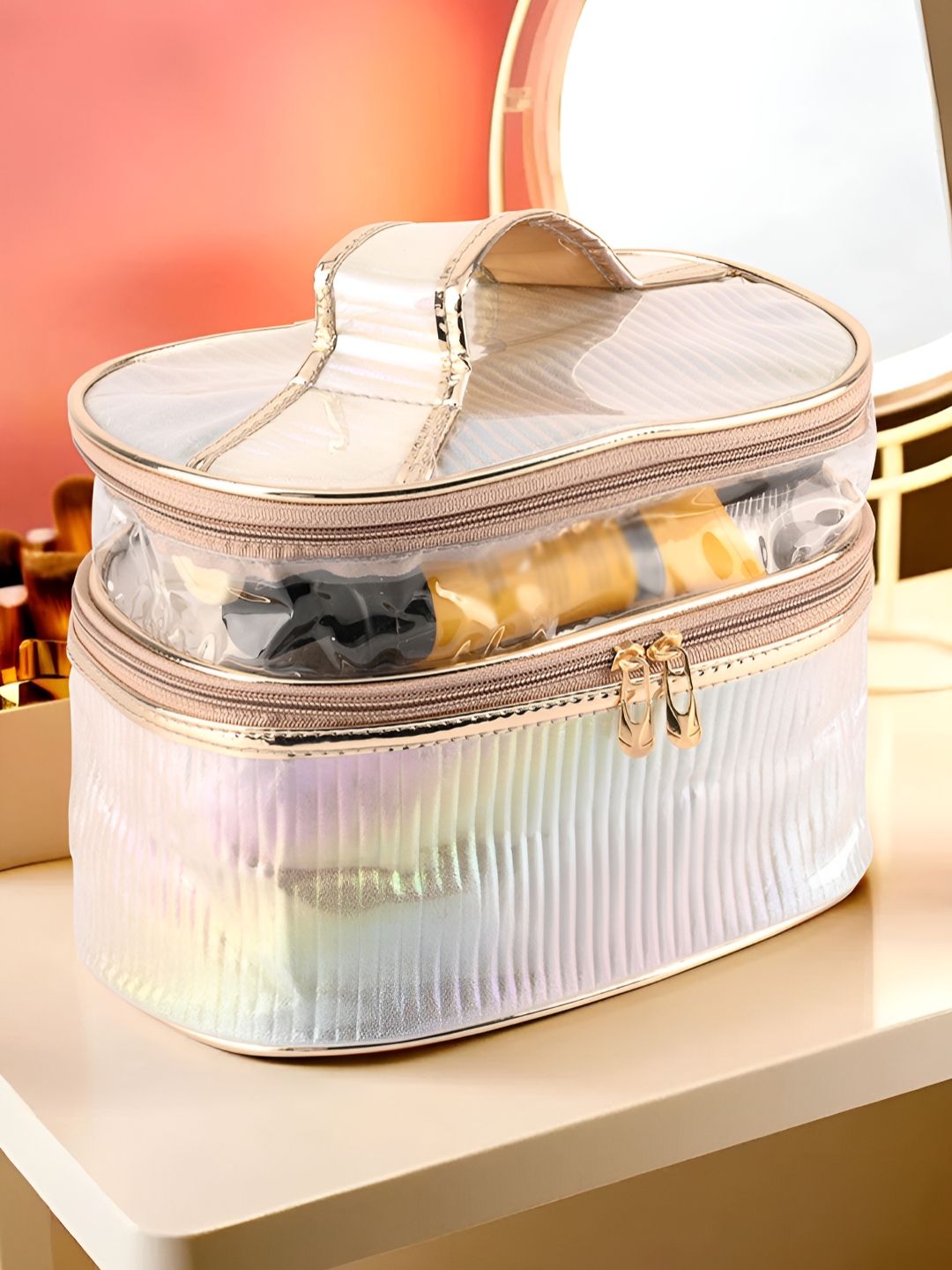 Aura Gold-Toned Set of 1 Reusable Makeup Organiser Organisers-picture-32