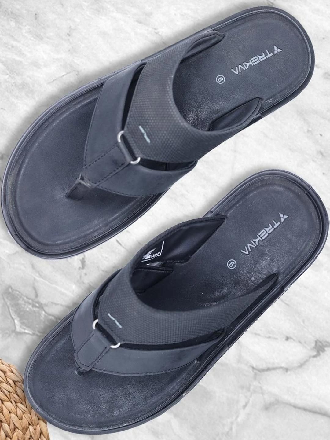 Trekiva Men Black PU Flip Flops-picture-49