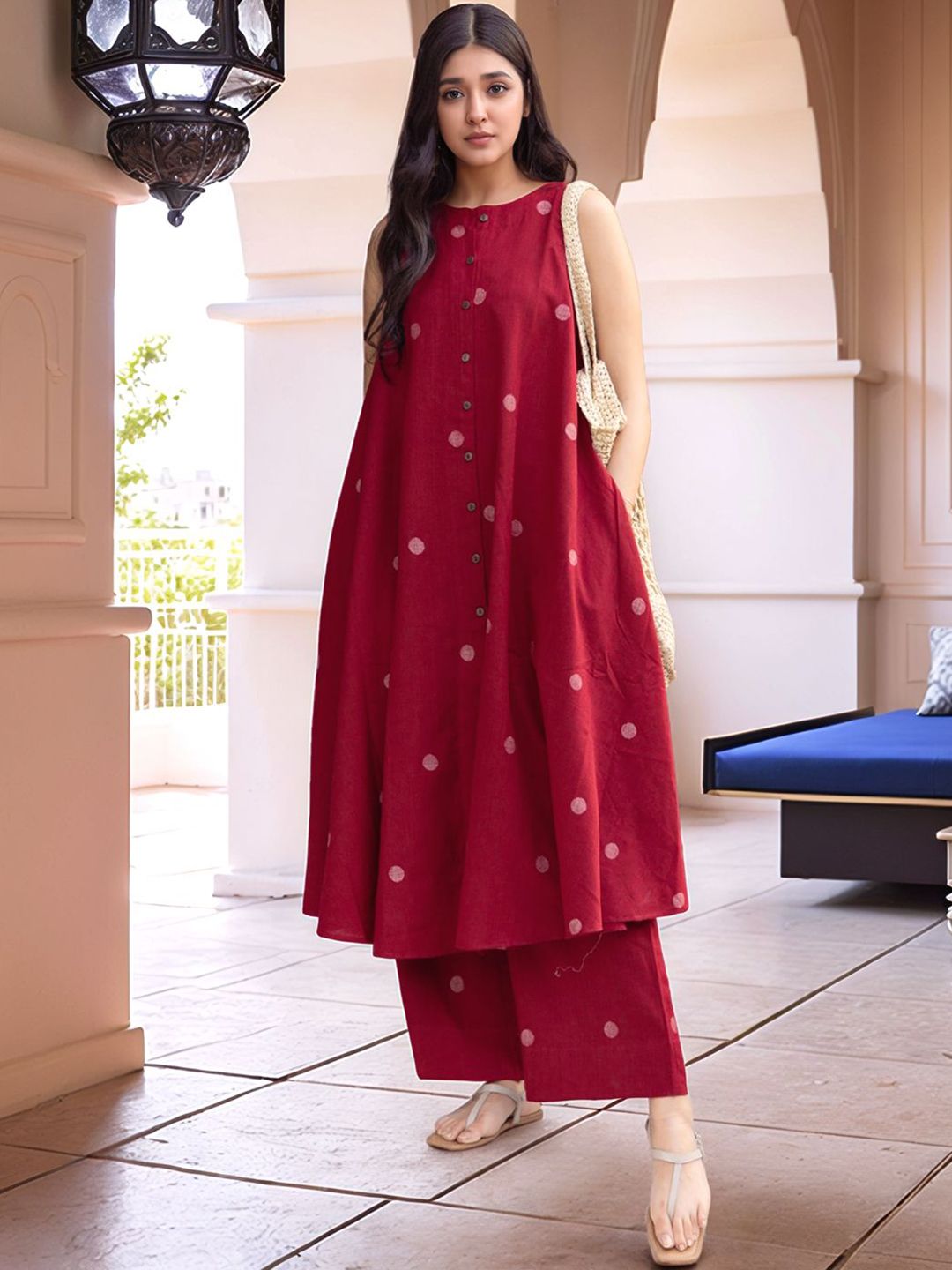 Moda Rapido Geometric Printed Anarkali Kurta With Palazzos