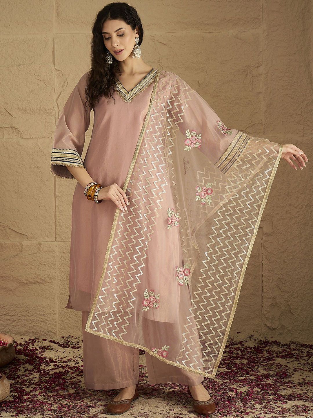 Varanga Women Solid Kurta with Palazzo & Dupatta