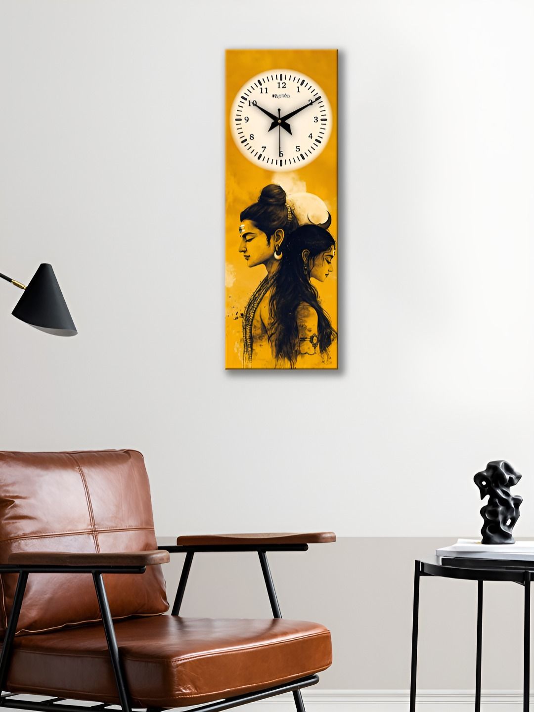OLIVE TREE Yellow & Black Ethnic Motifs Printed Traditional Wooden Analogue Wall Clock-picture-32