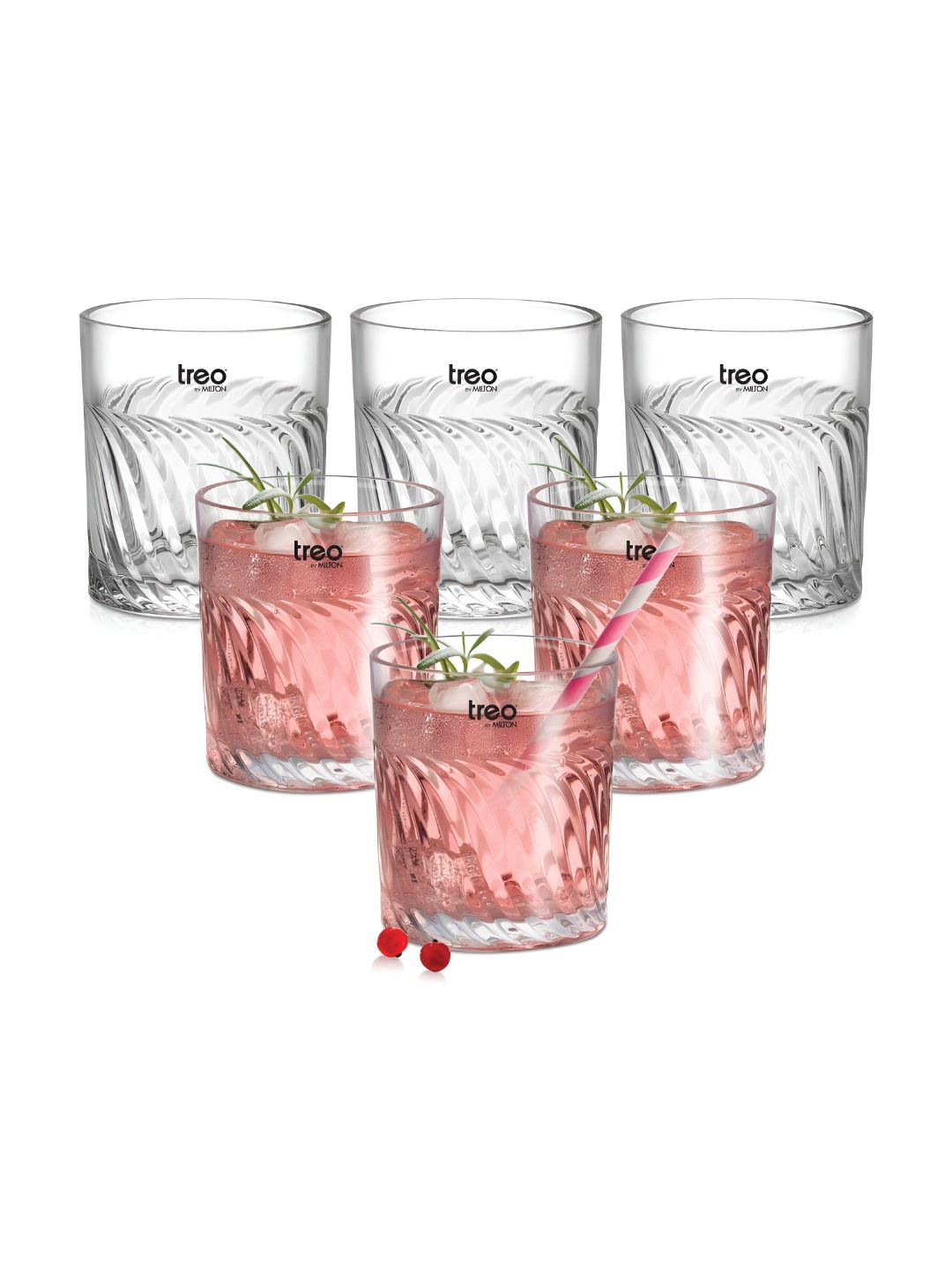 Treo Tide Juice Tumbler I Premium Glass Set of 6 for Water, Cold Drink, 230 ml-image-17