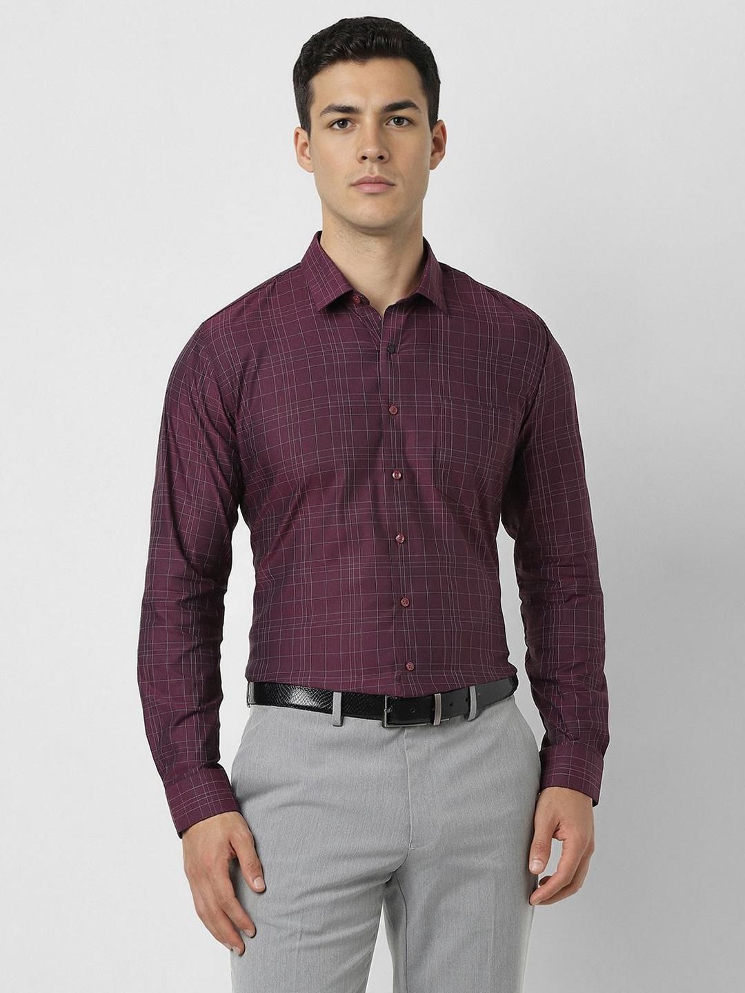 Van Heusen Men Slim Fit Checked Spread Collar Formal Shirt-picture-37