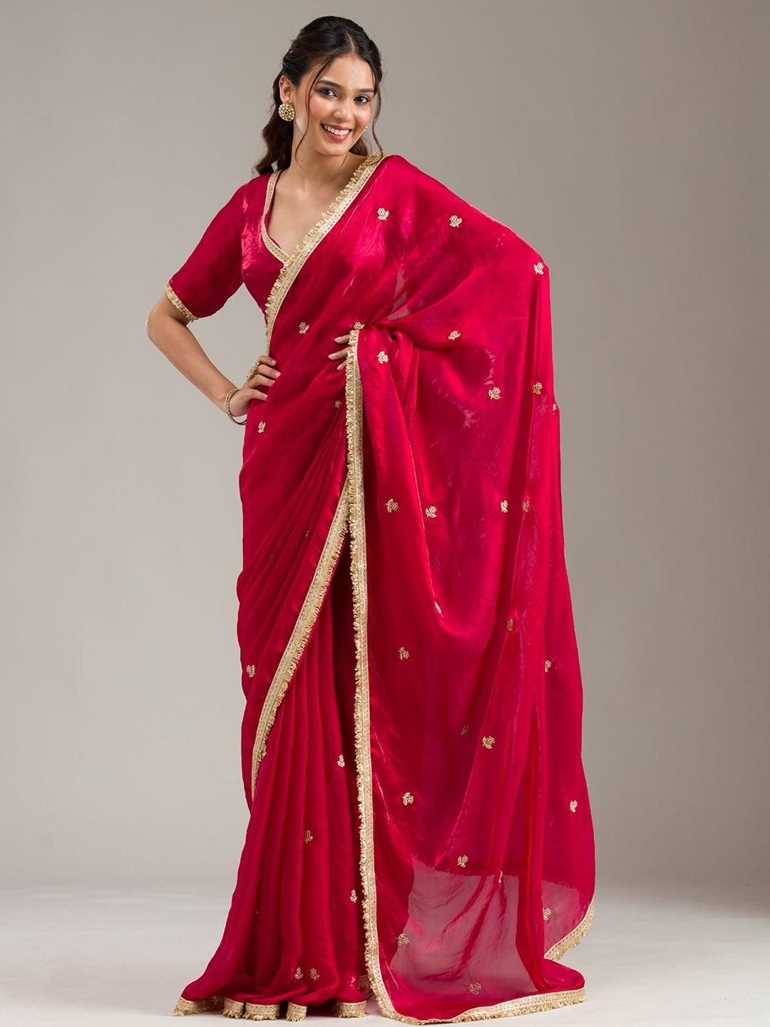 Koskii Embellished Embroidered Organza Saree-image-47