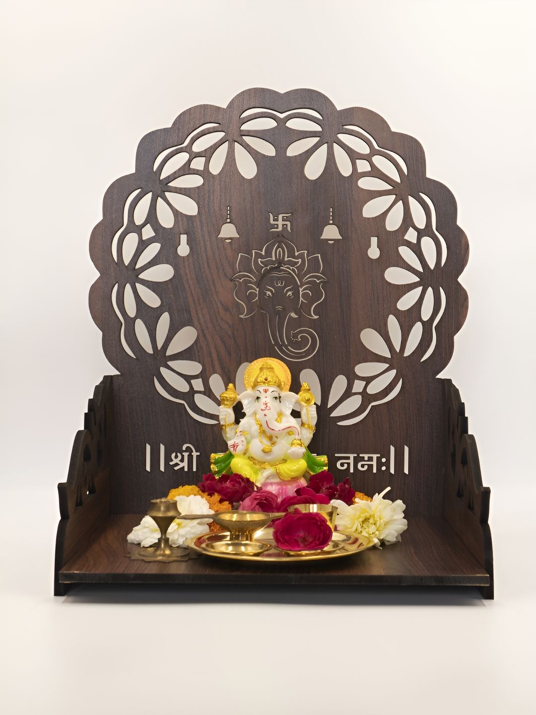 OLIVE TREE Brown Textured Wooden Home Temple-image-48