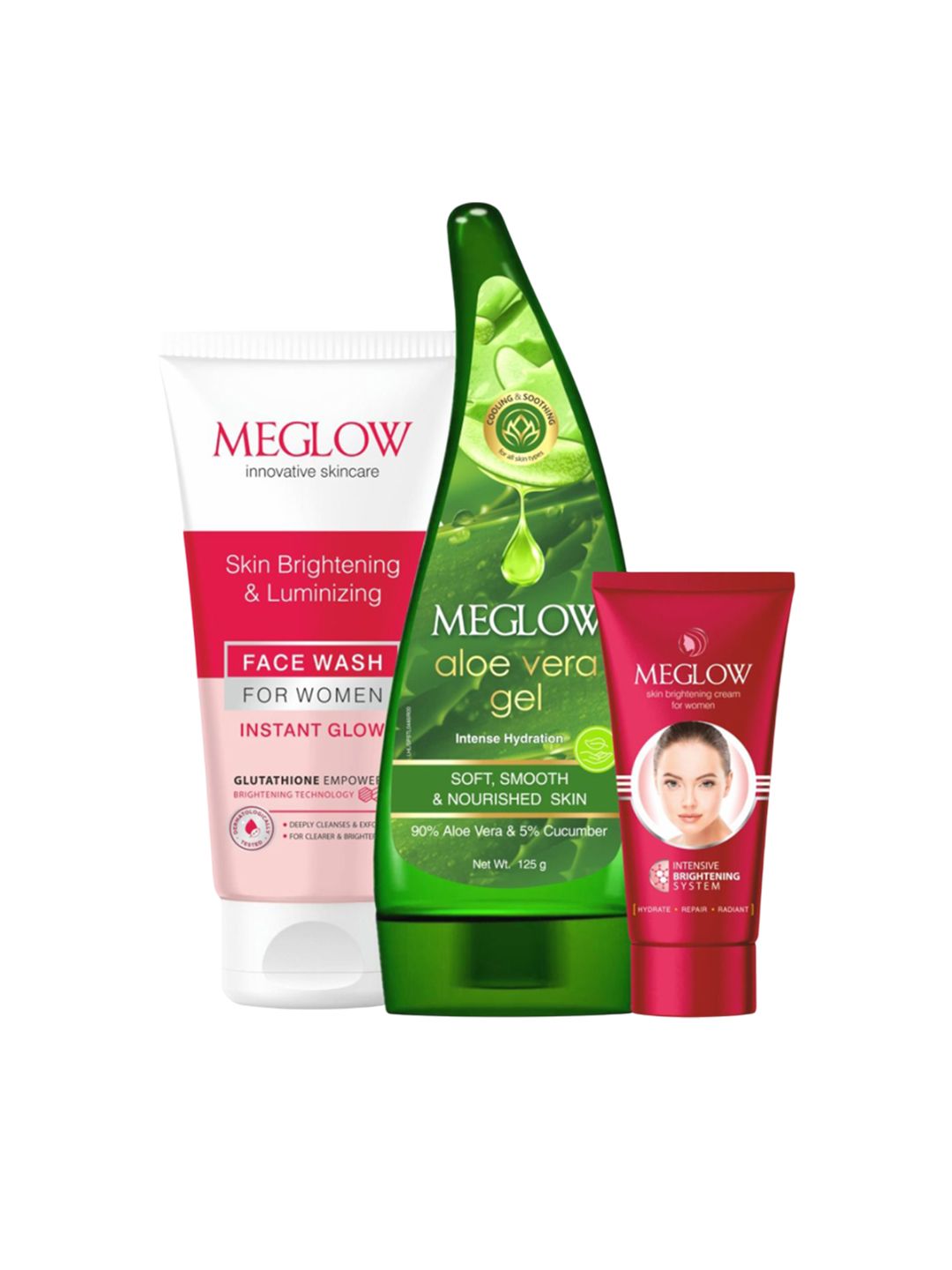 MEGLOW Set Of 3 Instant Glow 70 g, Aloe Vera Gel 125 g & Fairness Cream 30 g-image-45