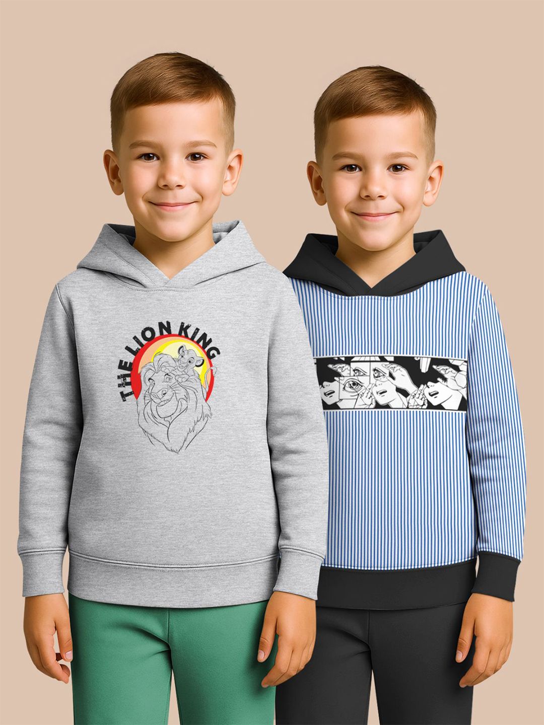 HELLCAT Boys Pack Of 2 Graphic Printed Hooded Pullover Sweatshirt-image-49