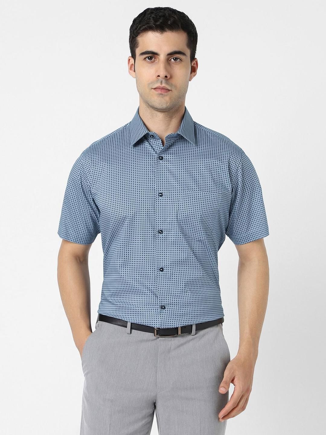 Van Heusen Micro Ditsy Printed Short Sleeves Pure Cotton Formal Shirt-image-42