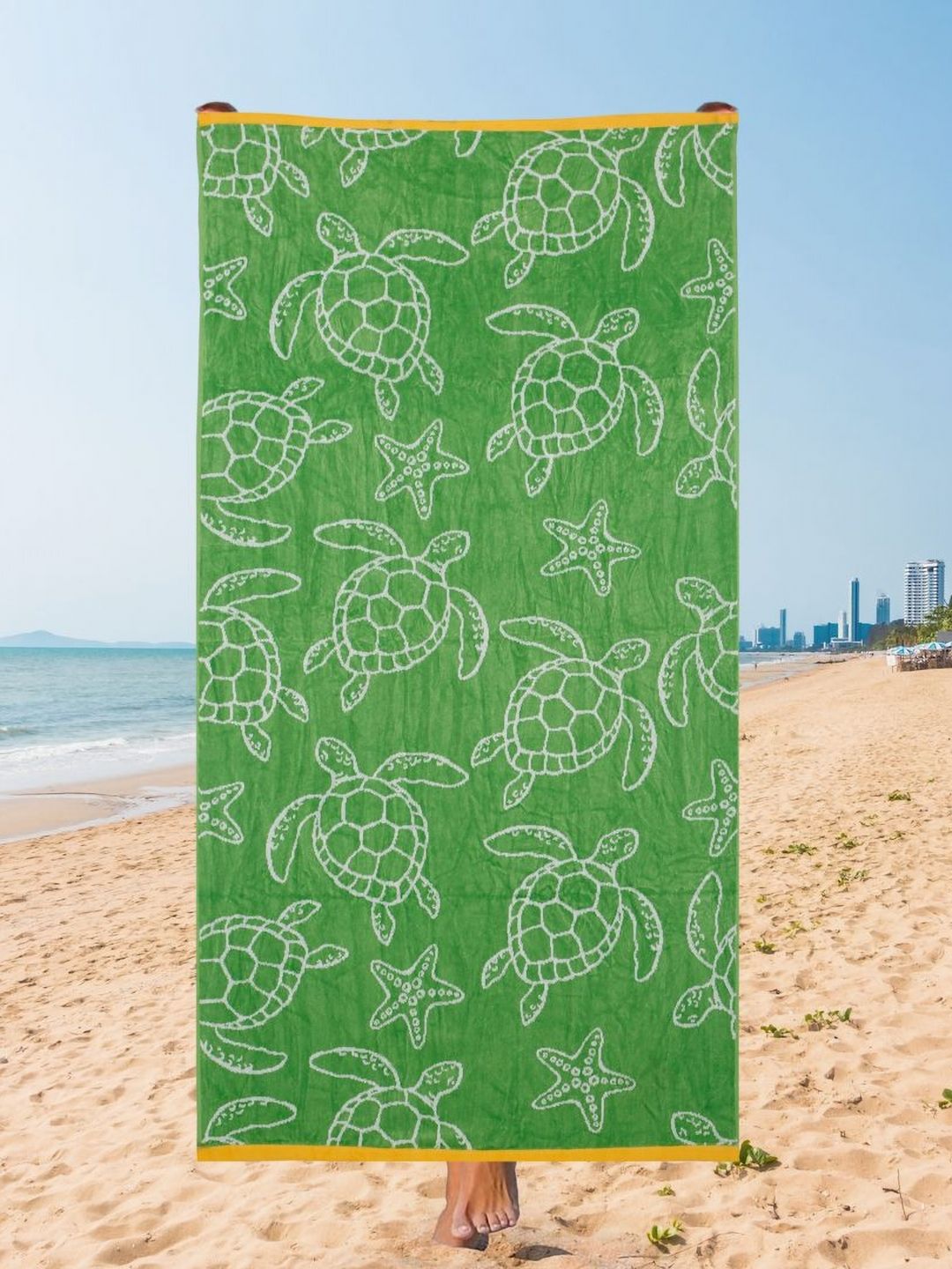 Creeva Ocean Green & White Pattern 500 GSM BeachTowels-image-22