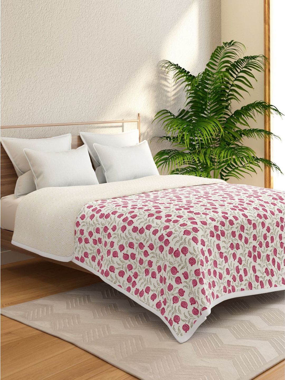 Portico Pink & White Floral AC Room 233 GSM Double Bed Dohar-image-14