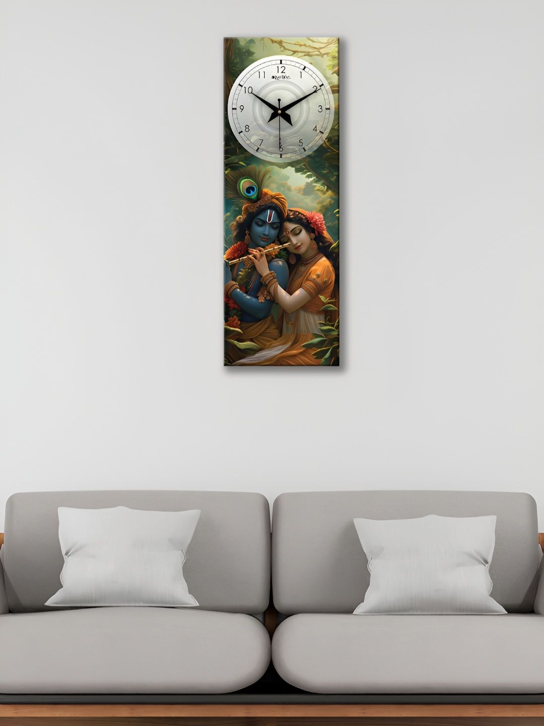 OLIVE TREE Green & Blue Ethnic Motifs Printed Traditional Wooden Analogue Wall Clock-image-15