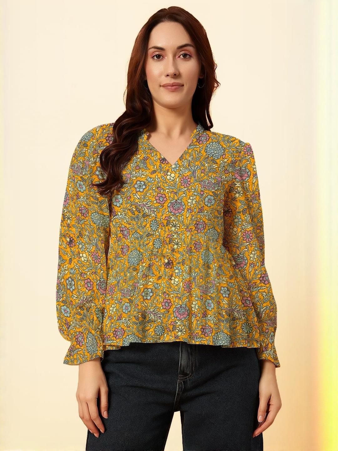 The Dry State Floral Print Mandarin Collar Top-picture-15