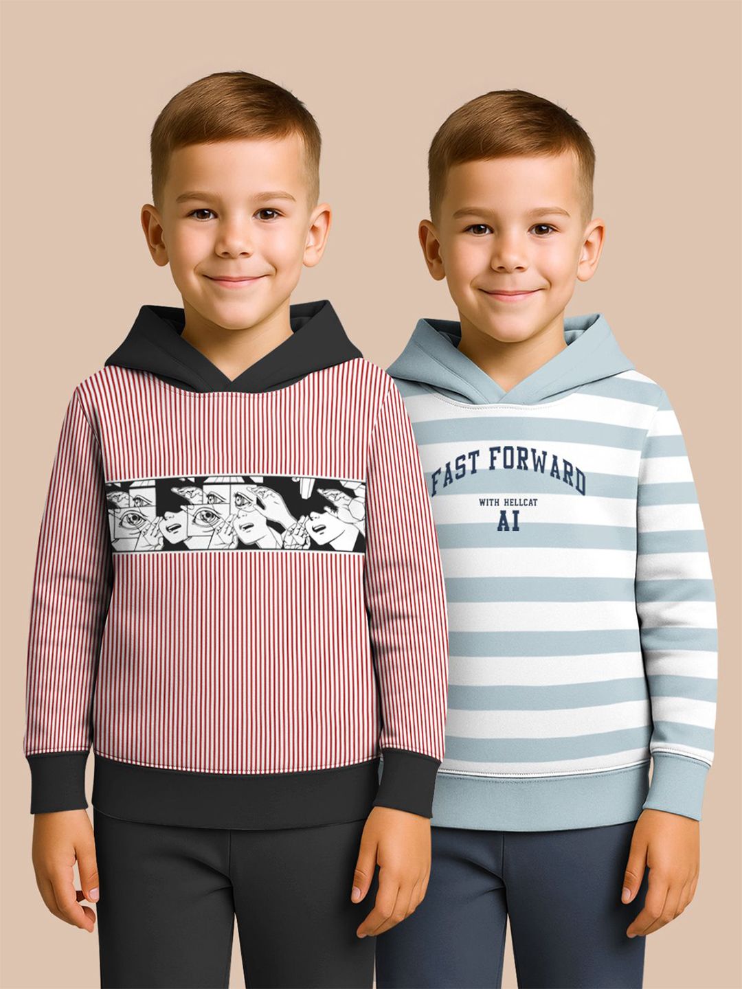 HELLCAT Boys Pack Of 2 Printed Hooded Pullover Sweatshirt-image-28