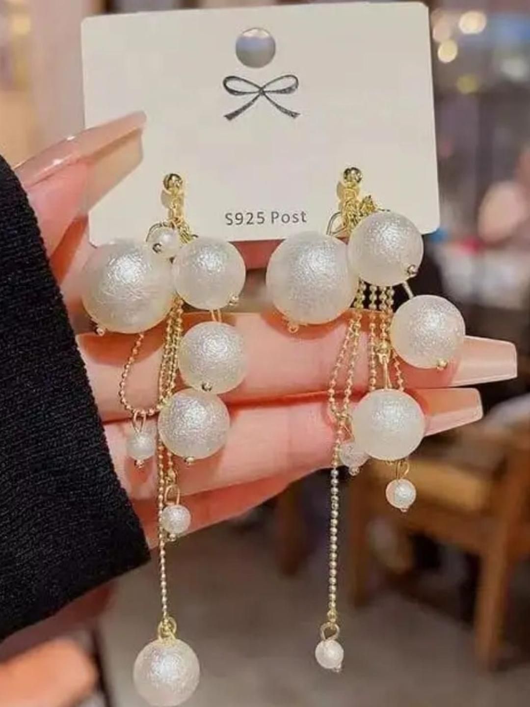 Estailo fashion Artificial Beaded Spherical Shaped Drop Earrings-picture-25