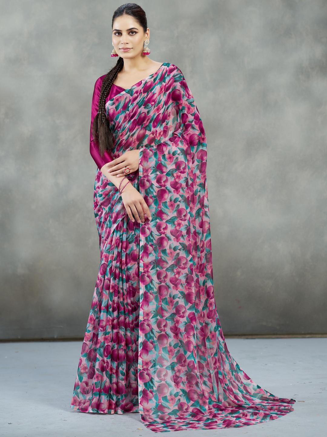 Garden Vareli Floral Printed Pure Chiffon Saree-picture-30