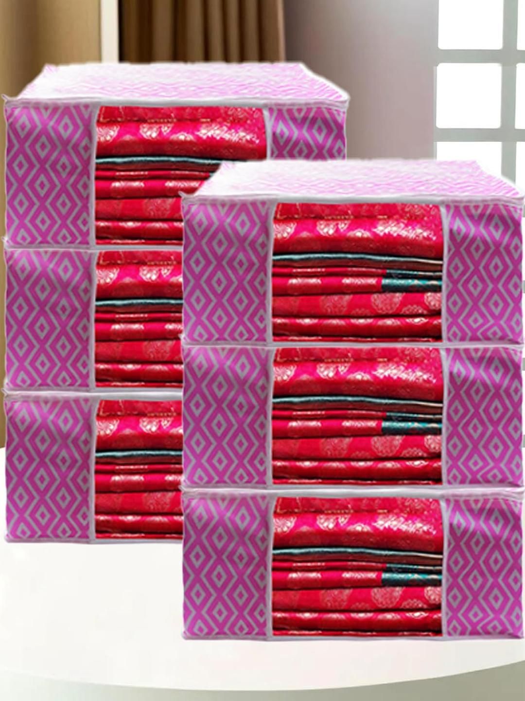 AMAK INC Pink Fabric Multi-Utility Wardrobe Organisers-picture-0