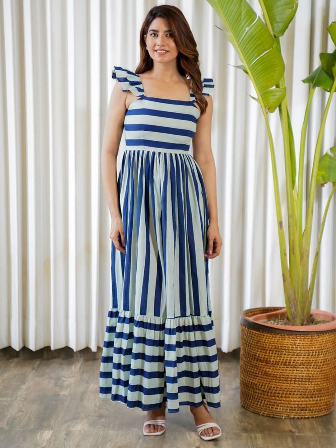 CORSICA Women Striped Printed Fit And Flare Maxi Dress