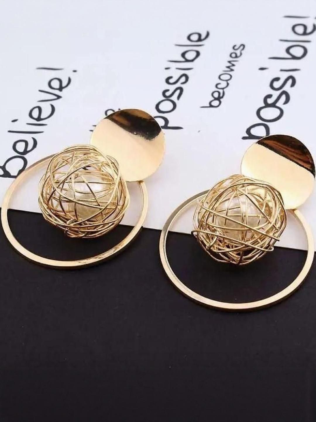 Estailo fashion Artificial Beaded Circular Drop Earrings-picture-26