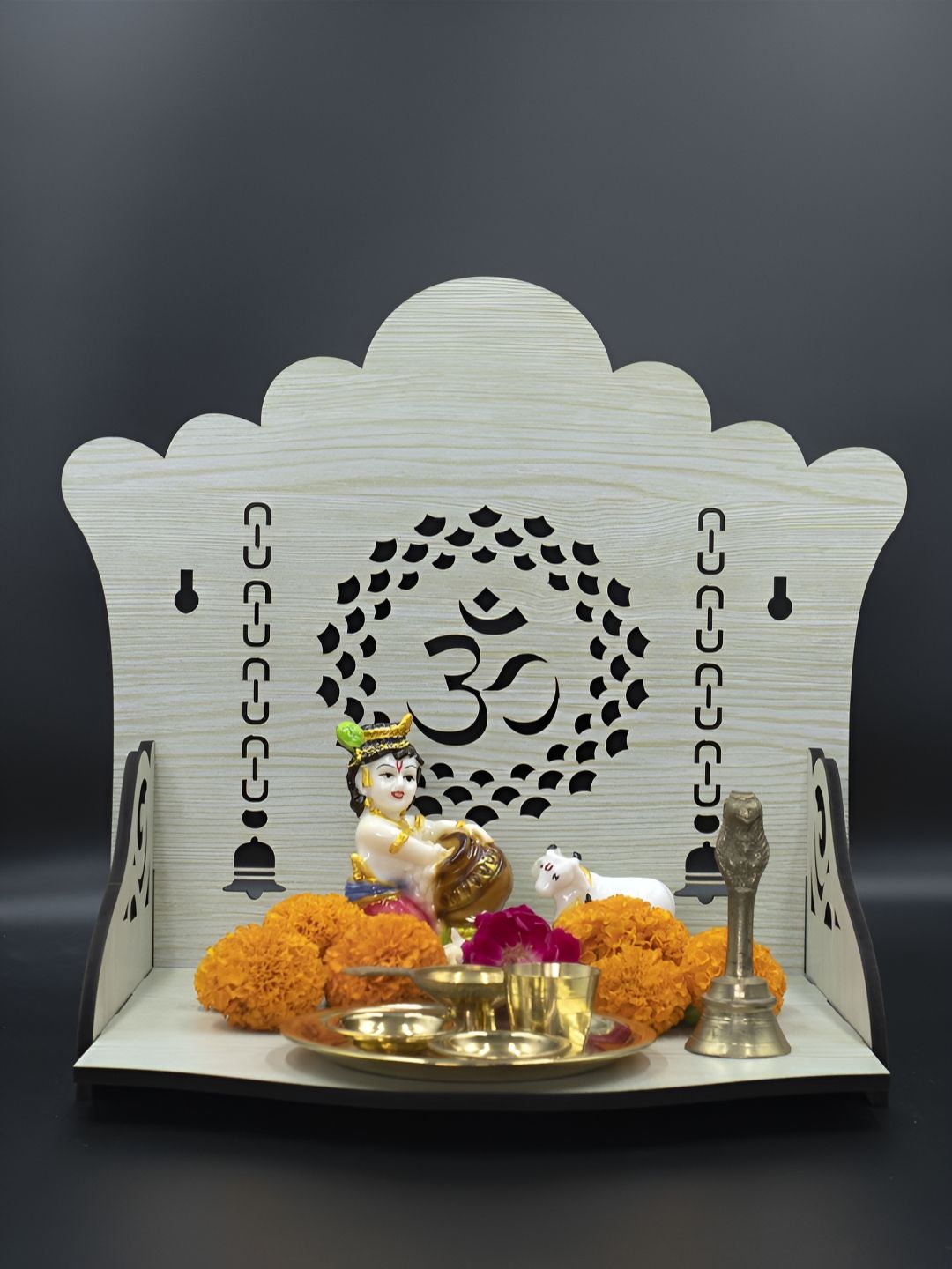 OLIVE TREE Grey Textured Wooden Home Temple-image-45
