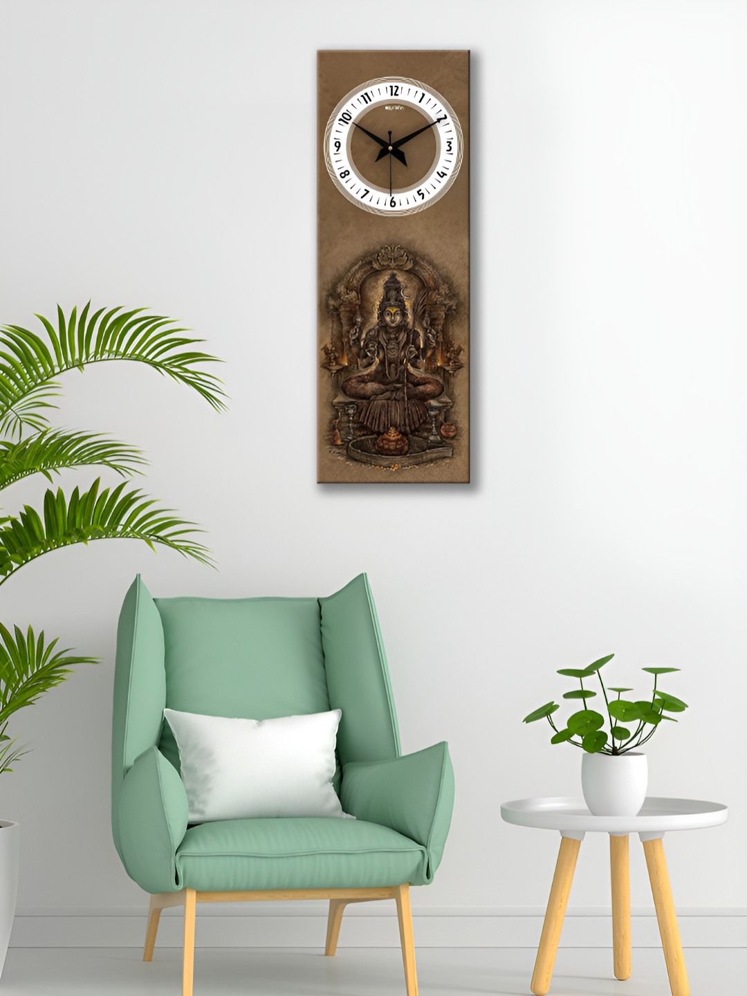 OLIVE TREE Brown & White Ethnic Motifs Printed Traditional Wooden Analogue Wall Clock-image-18