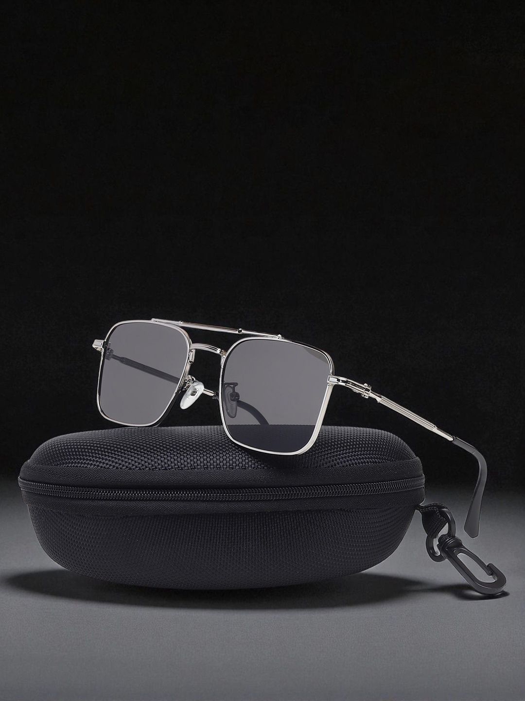 Provogue Unisex Black Lens & Gunmetal-Toned Square Sunglasses with-image-9