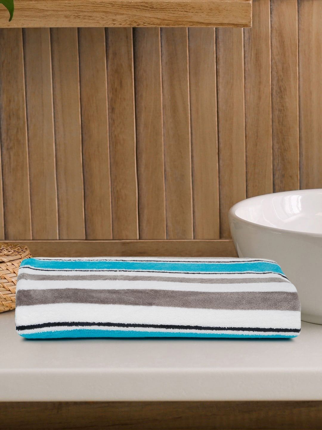 Creeva Coastal Blue & Grey Striped 500 GSM BeachTowels