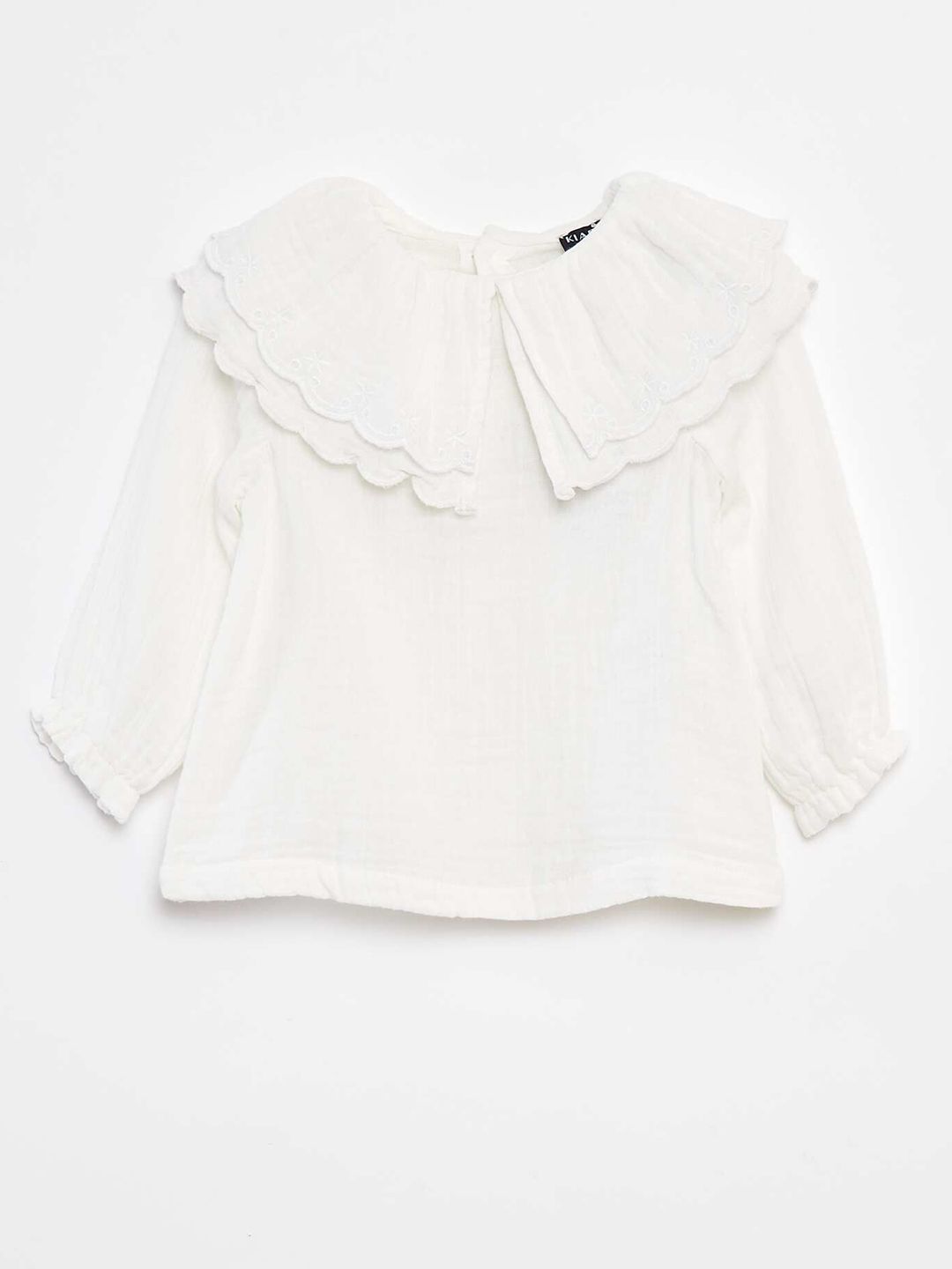 KIABI Girls Above the Keyboard Collar Puff Sleeves Pure Cotton Shirt Style Top-picture-57