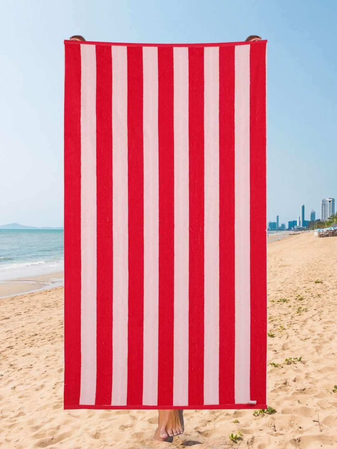 Creeva Candy Red & Pink Striped 500 GSM BeachTowels