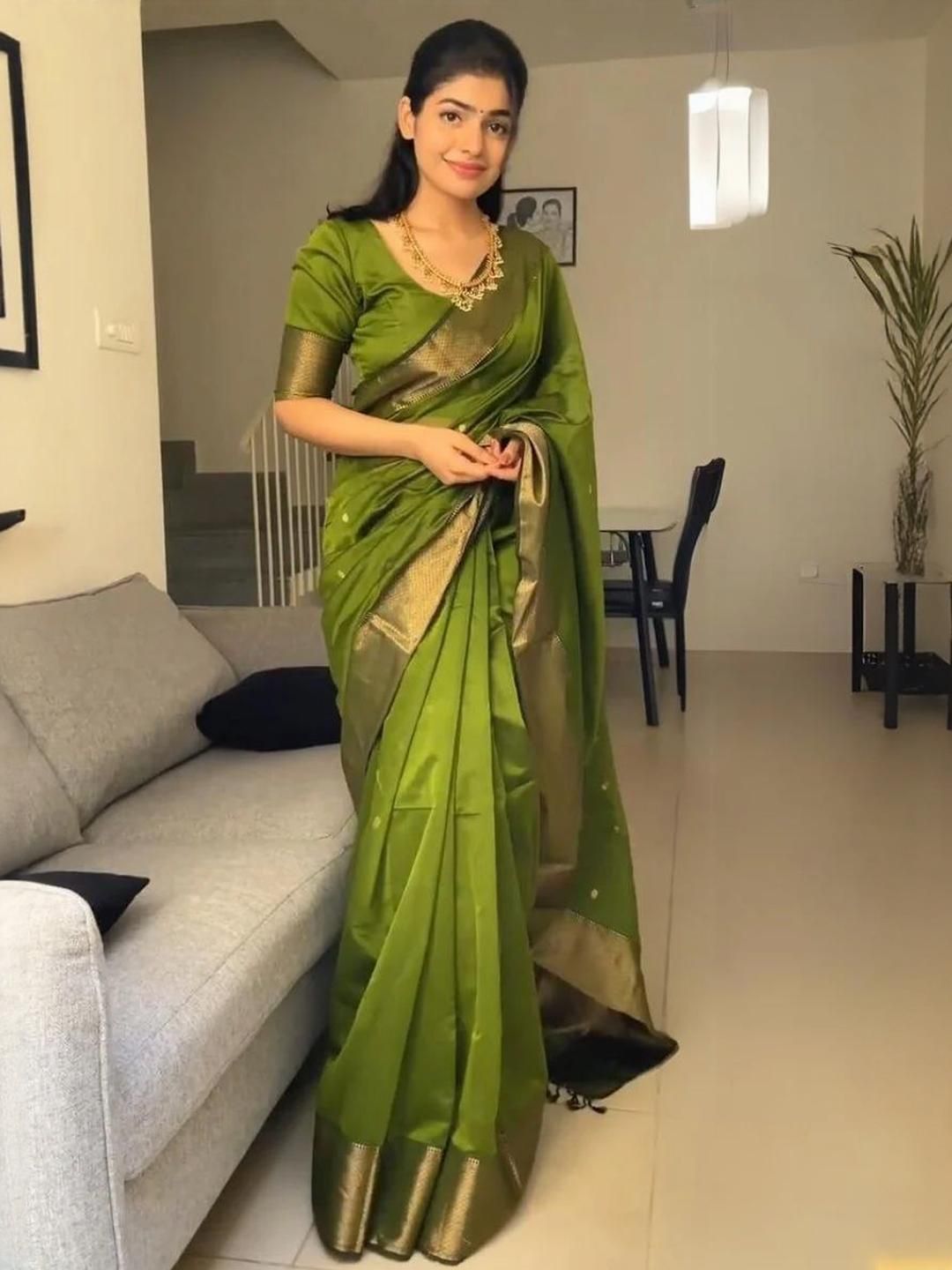 Mitera Ethnic Motifs Woven Design Zari Detail Banarasi Saree-picture-46