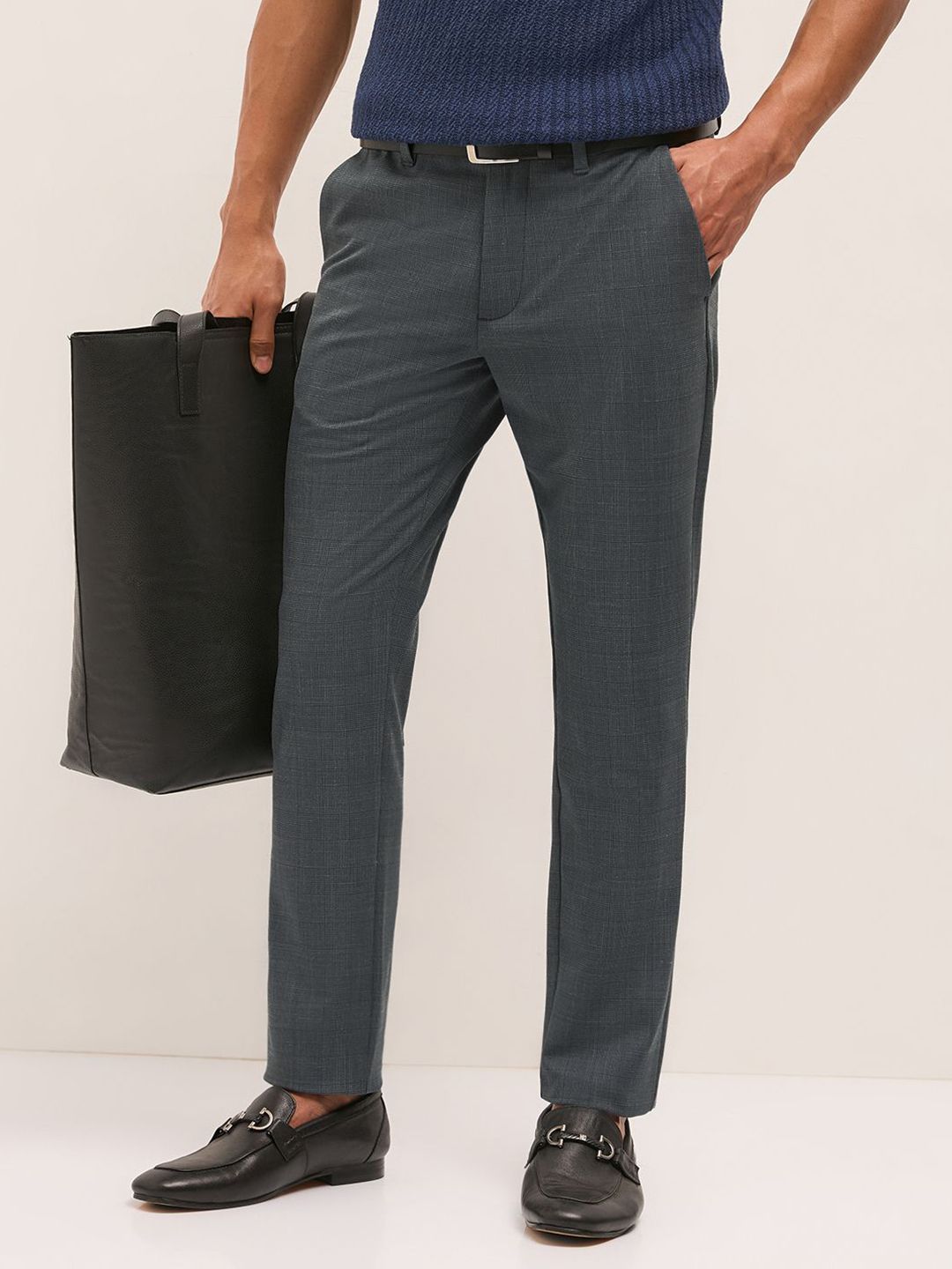 THE BEAR HOUSE Men Woven Design Slim Fit Formal Trousers-picture-54