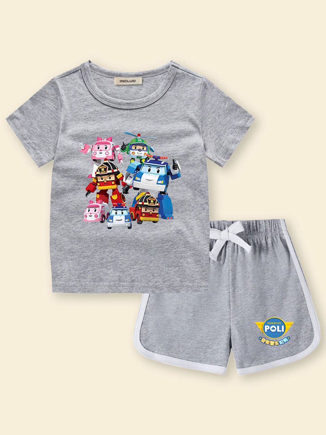 INCLUD Boys Robocar Poli Graphic Printed T-shirt With Shorts-picture-17