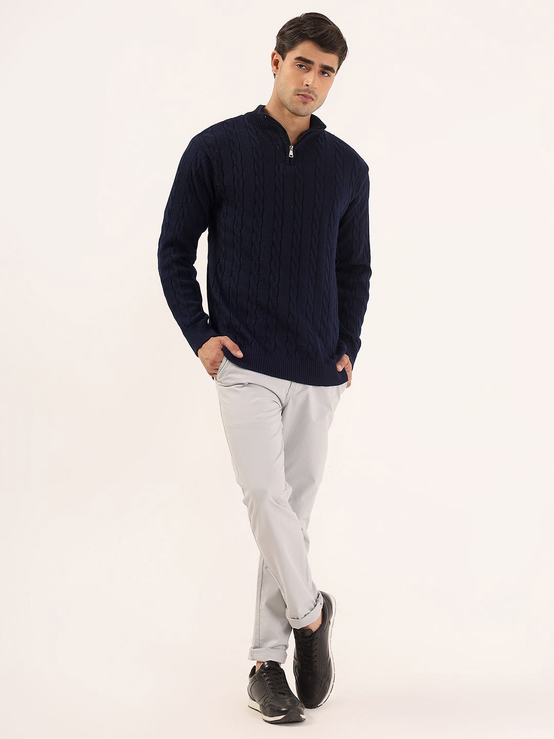Kveto style redefined Men Cable Knit Ribbed Pullover-picture-14