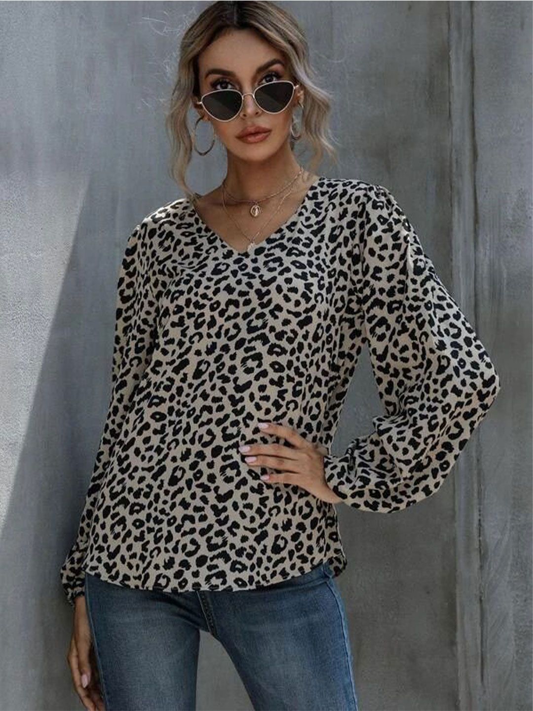Stylecast X Slyck Women Animal Print Puff Sleeve Top-picture-31
