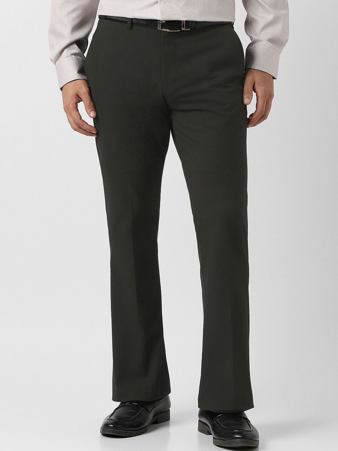 V Dot Men Flared Mid-Rise Formal Trousers