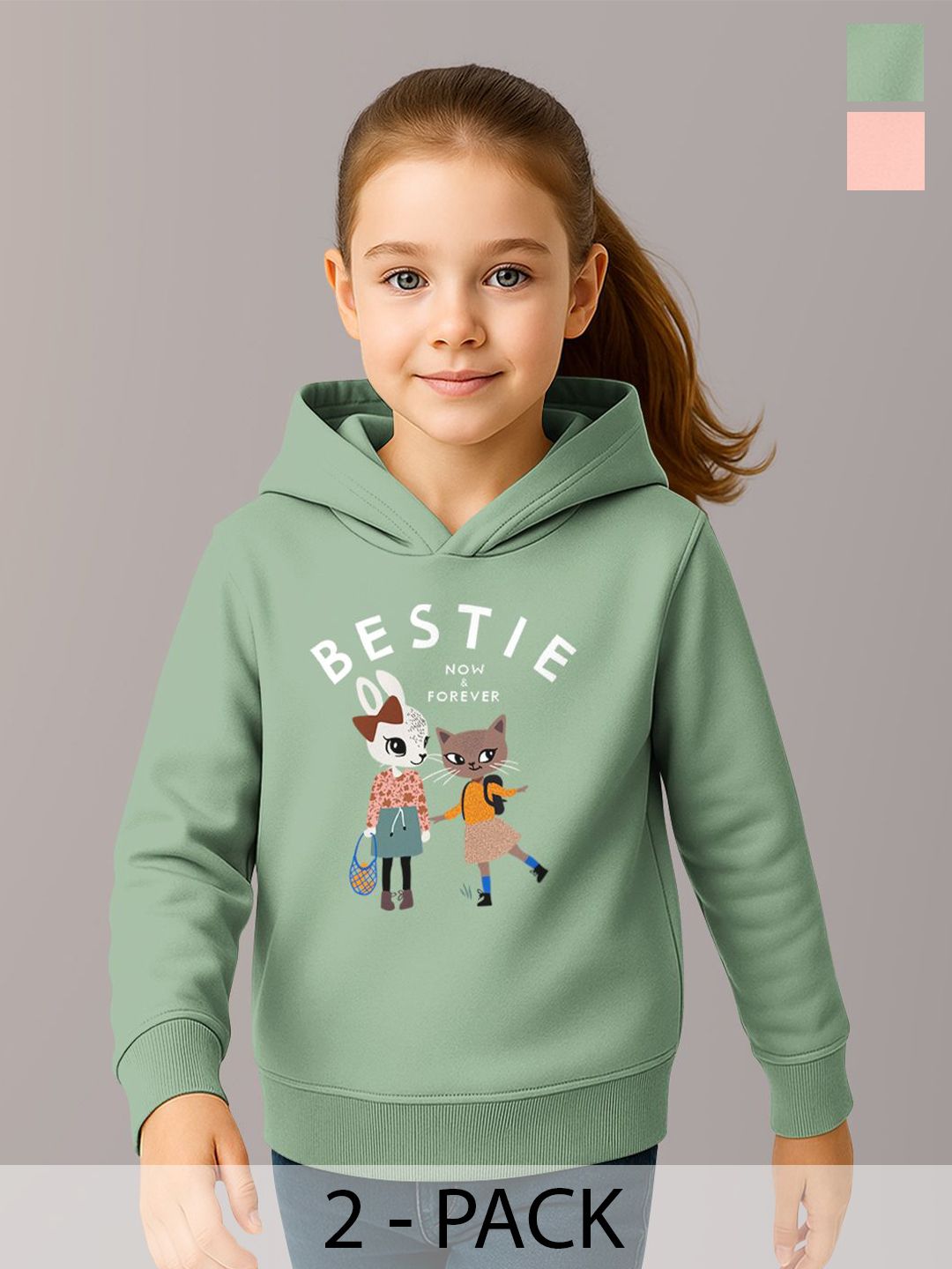 HELLCAT Girls Pack Of 2 Printed Hooded Pullover Sweatshirt-picture-29
