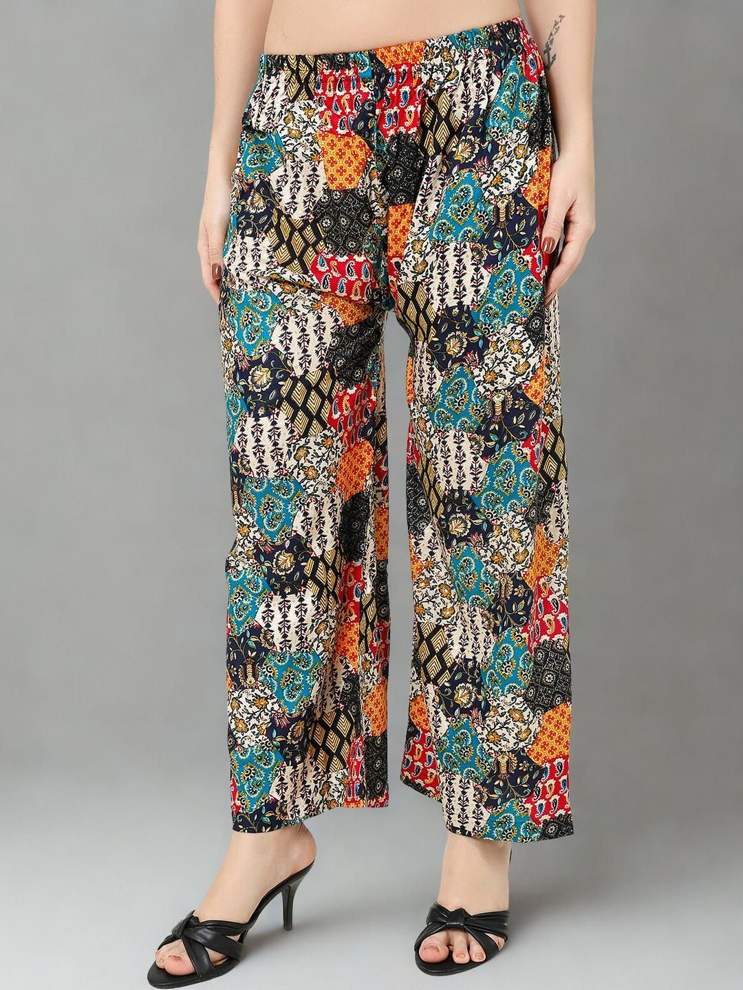 Mytrendzs Women Printed Flared Palazzo With Elastic Waistband-image-28