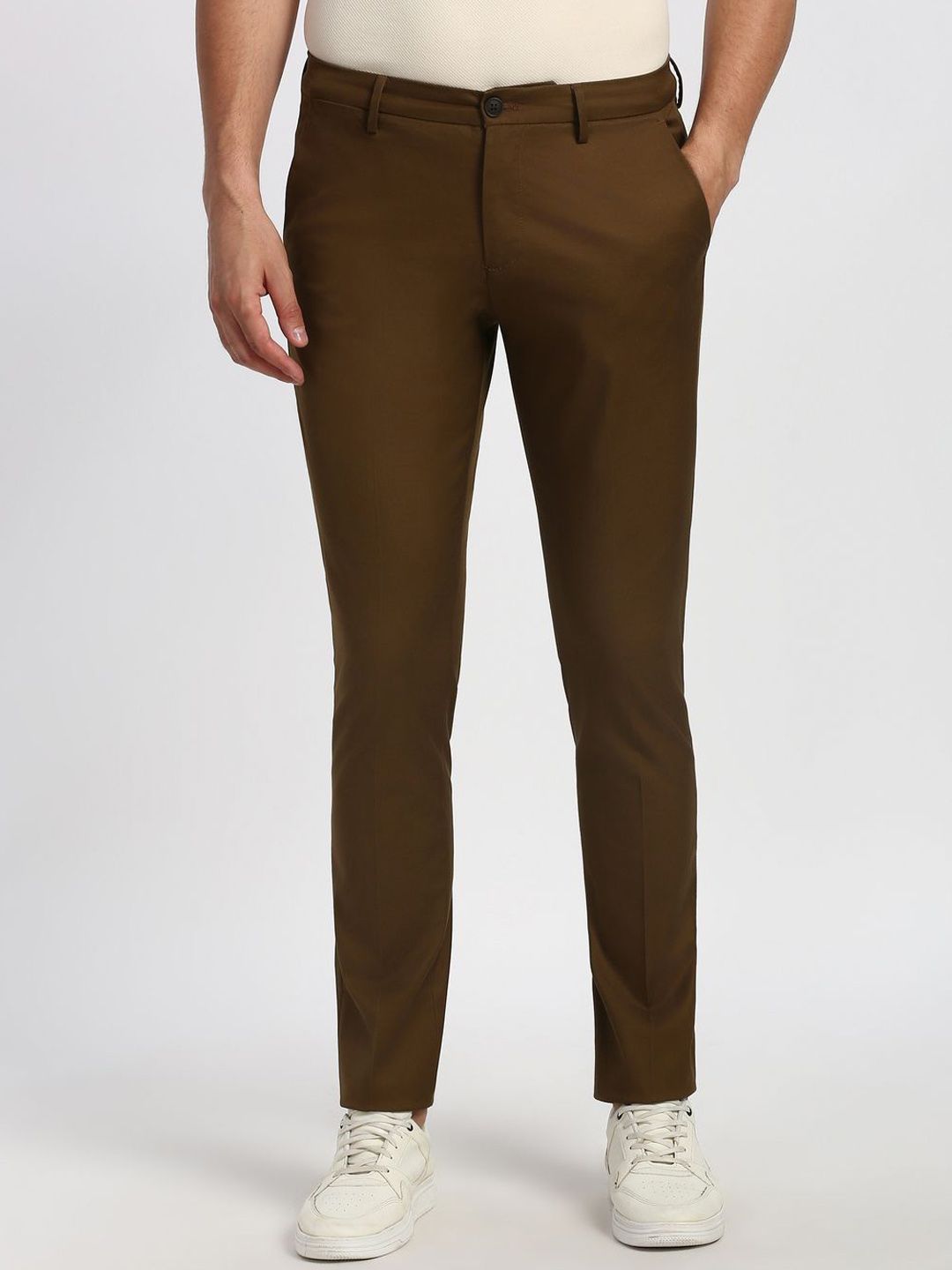 Peter England Elite Men Slim Fit Mid-Rise Trousers-picture-32