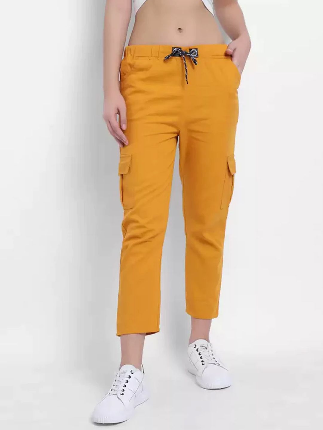 TANDUL Women Relaxed Fit Mid-Rise Cargos Trousers-picture-14