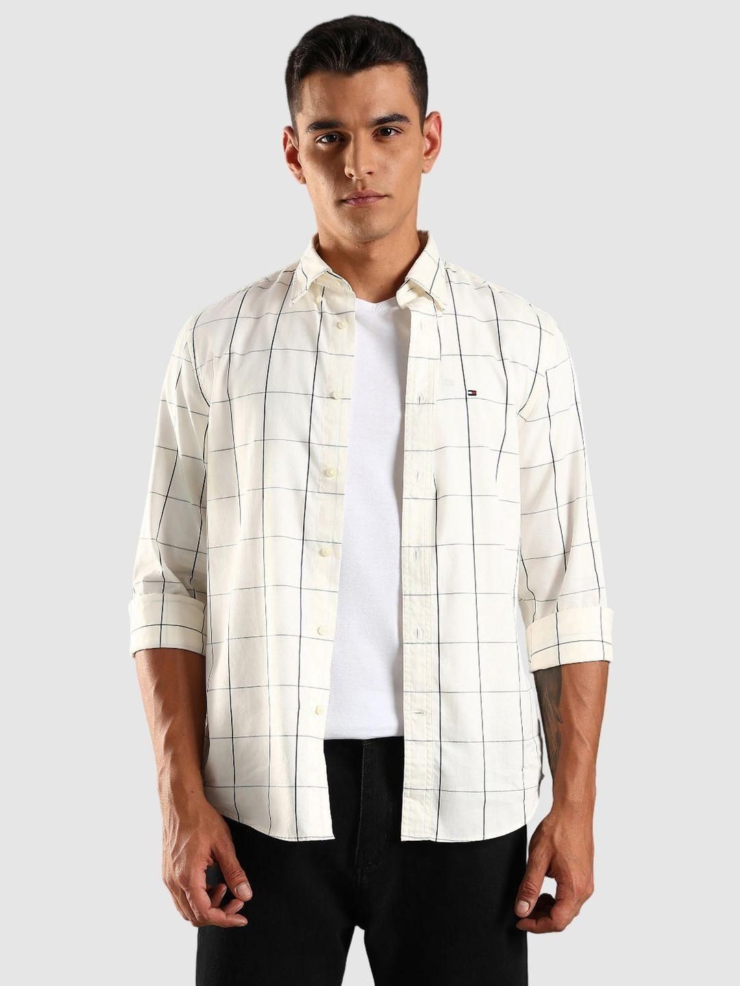 Tommy Hilfiger Men Checked Button-Down Collar Cotton Casual Shirt-picture-22