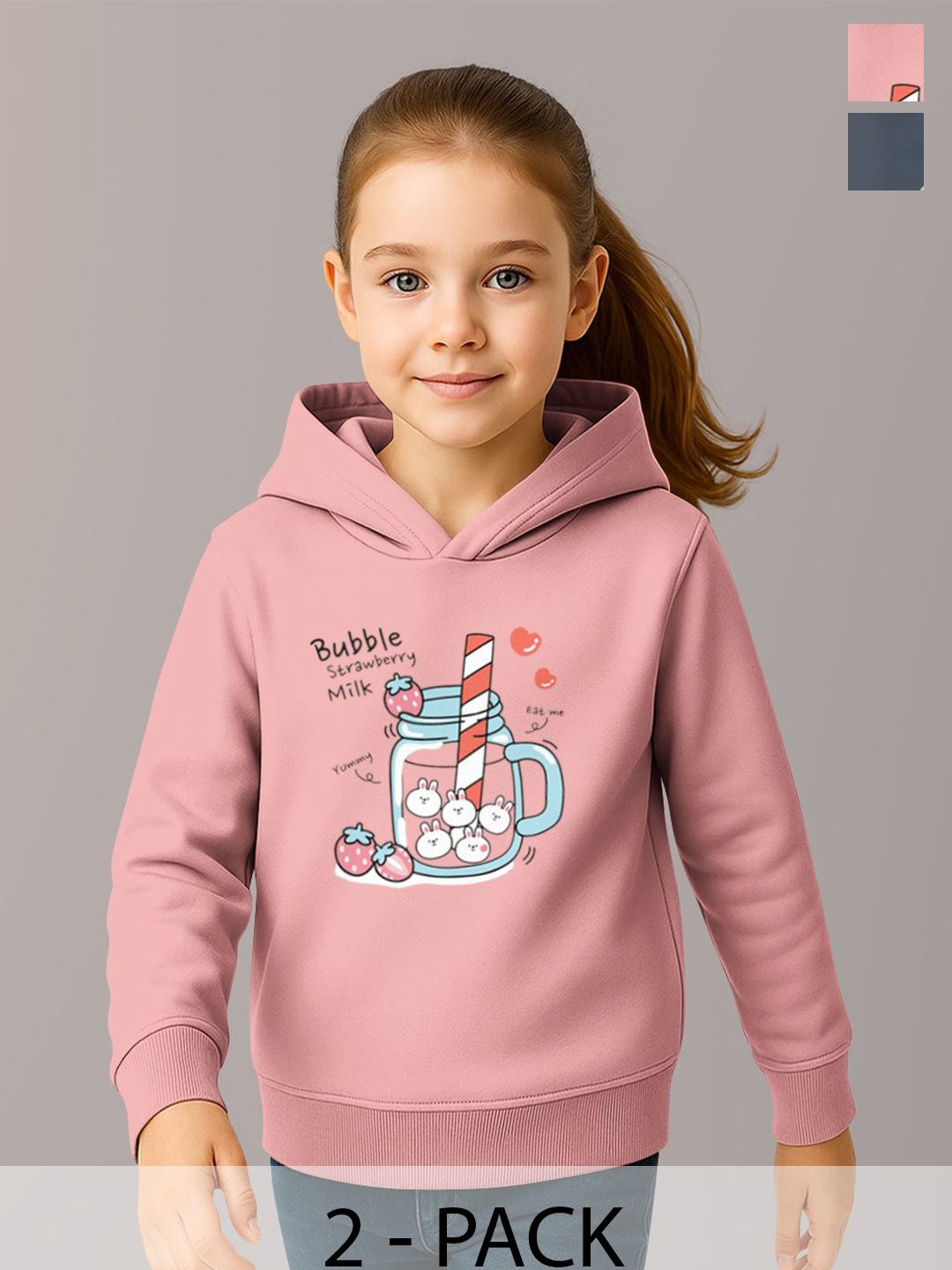 HELLCAT Girls Pack Of 2 Graphic Printed Hooded Pullover Sweatshirt-image-16