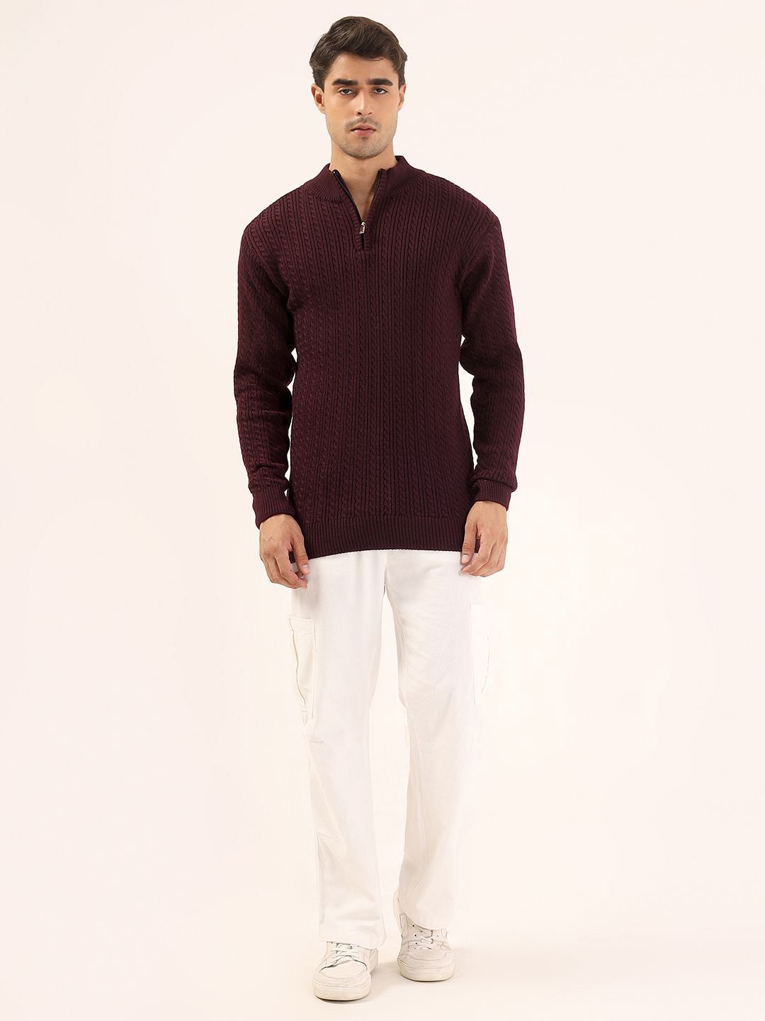 Kveto style redefined Men Half Zipper Ribbed Sweater-picture-45