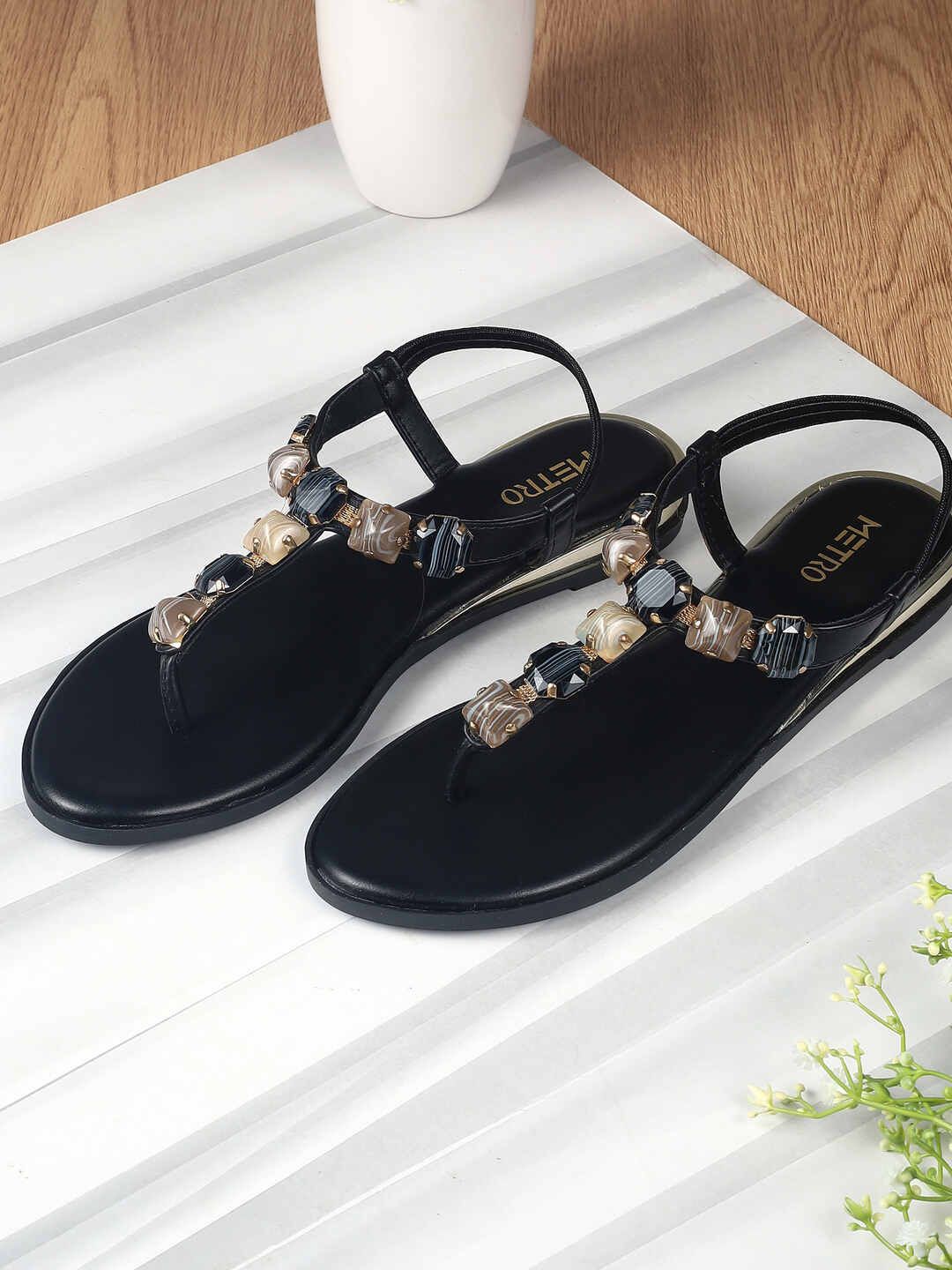 Metro Women Embellished Thong Flats-image-27
