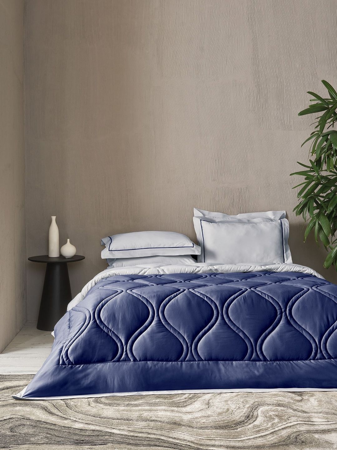 SANSAAR A DDECOR BRAND LIVE CONSCIOUSLY Blue Geometric Cotton 4 Piece Double Extra Large Superfine Bedding Bedding Set-picture-11