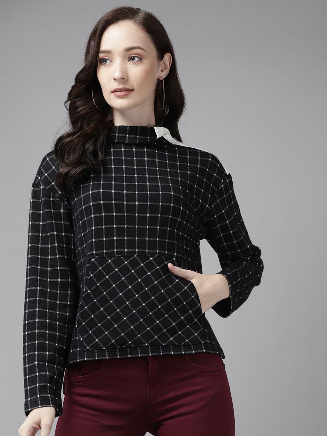 The Roadster Lifestyle Co. Checked Cotton Turtle Neck Pullover-picture-49
