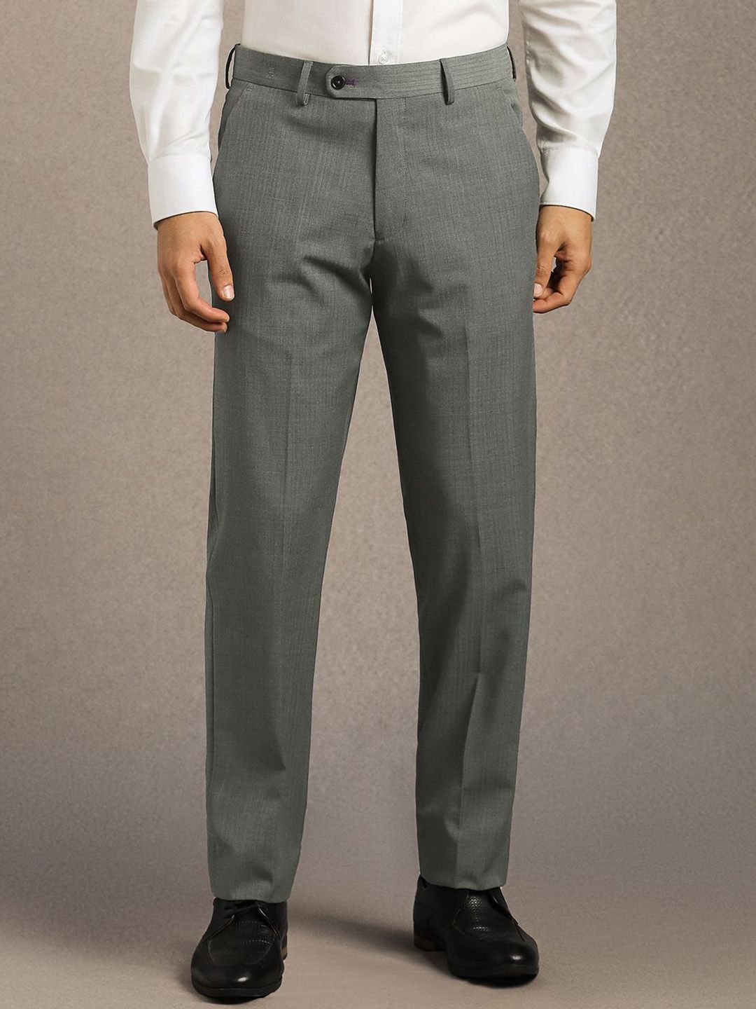 Luxure by Louis Philippe Men Textured Slim Fit Mid-Rise Formal Trousers-picture-25