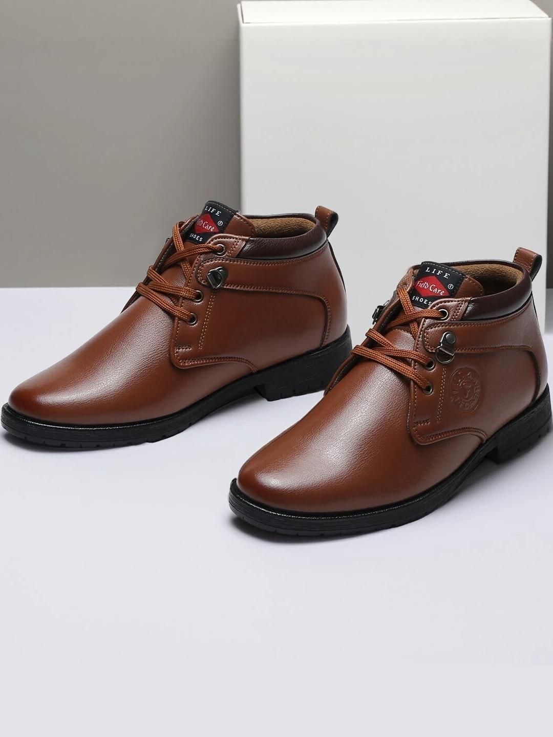 Field Care Men Tan Brown Solid Formal Padded Boots-picture-13