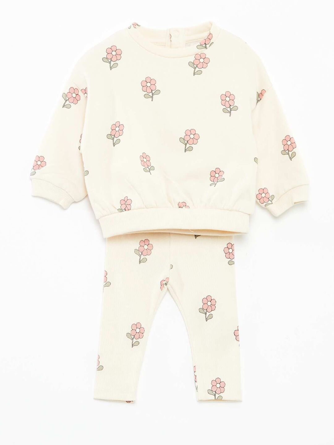 KIABI Girls Floral Printed Pure Cotton Sweatshirt With Leggings-picture-16